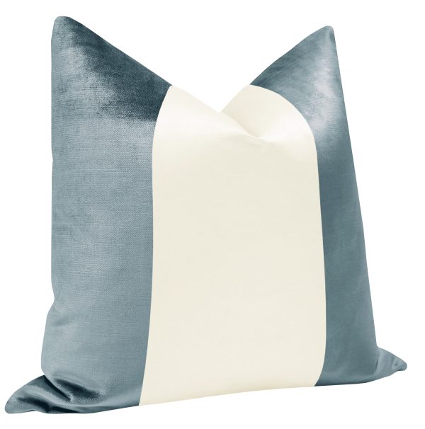 PANEL COLORBLOCK :: FAUX SILK VELVET    CERULEAN BLUE + ALABASTER SILK Discount - Image 2