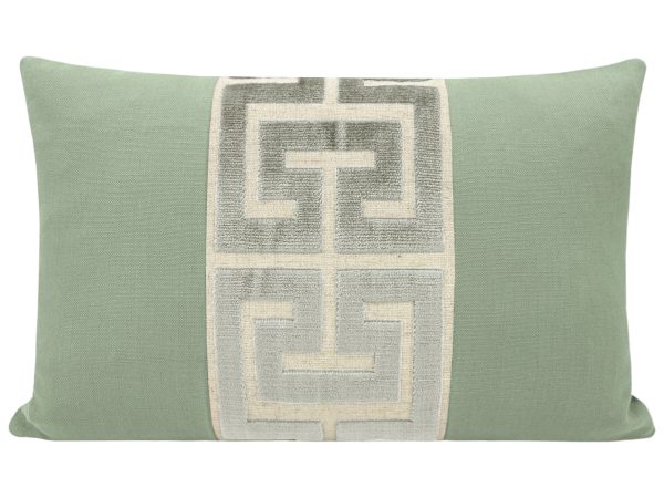 THE LITTLE LUMBAR :: CLASSIC LINEN    EUCALYPTUS + PLATINUM GREEK TRIM Sale