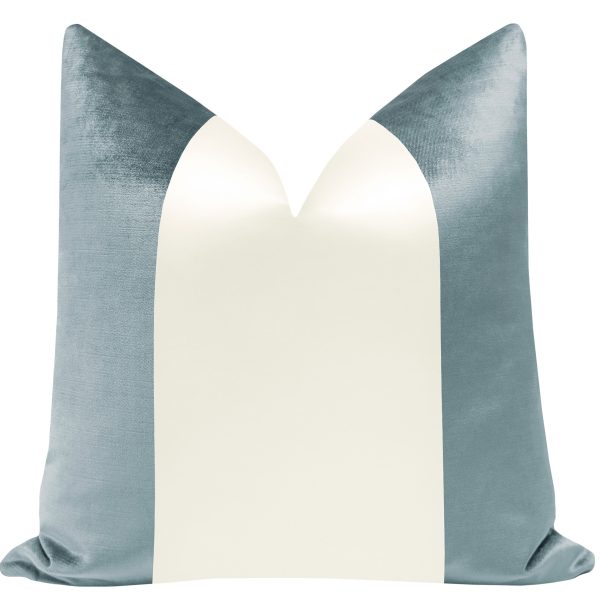 PANEL COLORBLOCK :: FAUX SILK VELVET    CERULEAN BLUE + ALABASTER SILK Discount